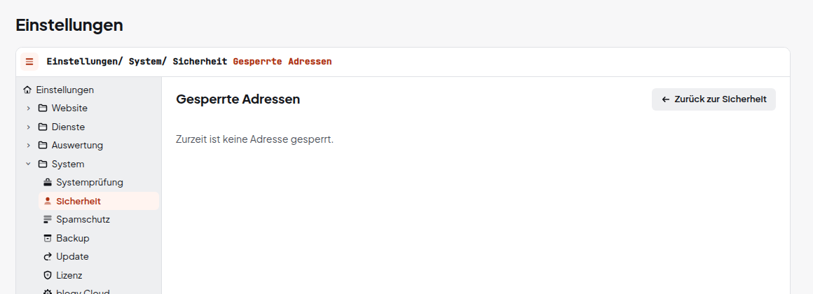 Liste der gesperrten Adressen