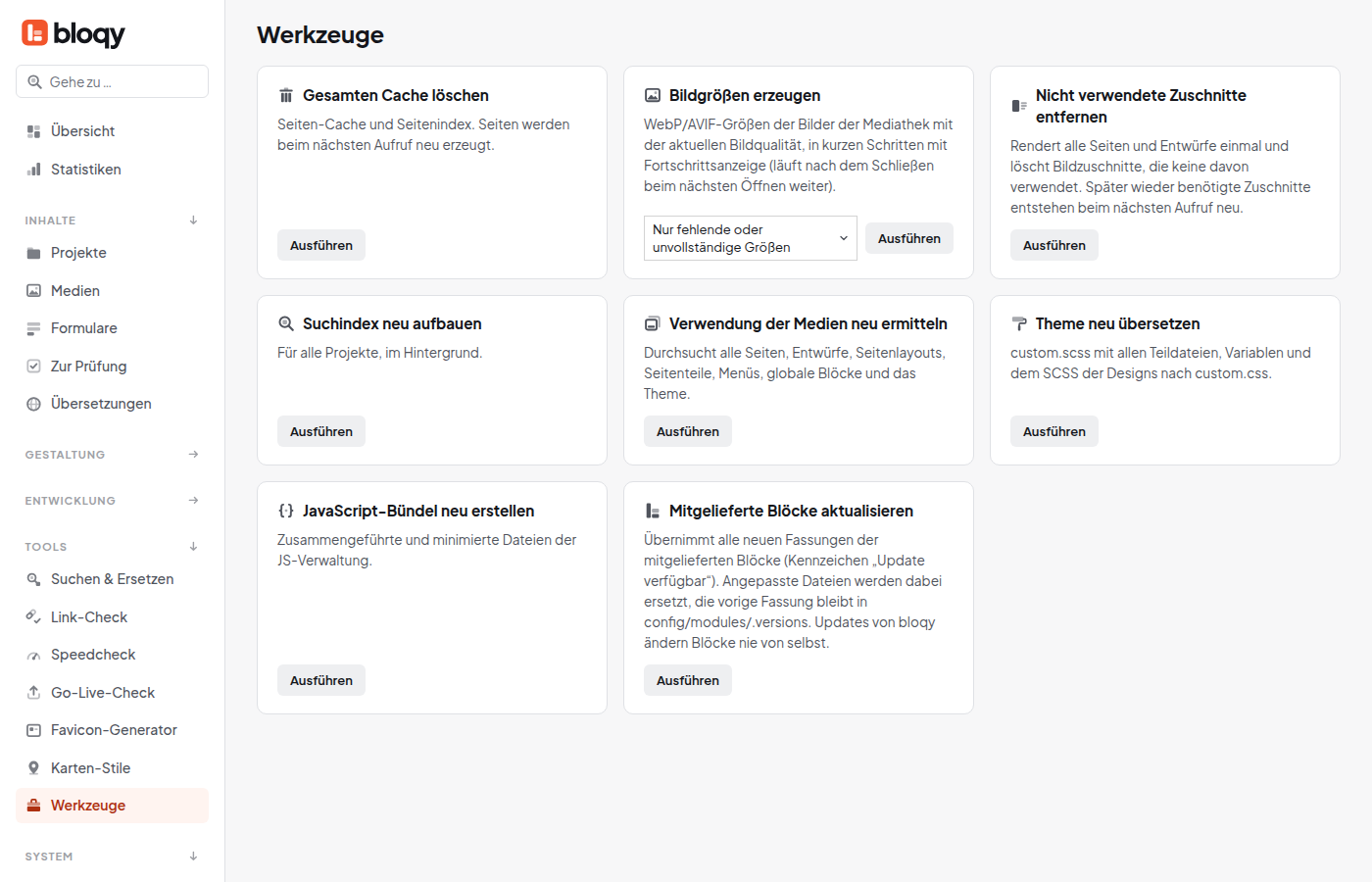 Liste der Werkzeuge