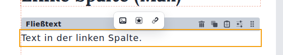 Kleine Leiste mit Bild, Icon und Link über einem Fließtext mit gelbem Rahmen